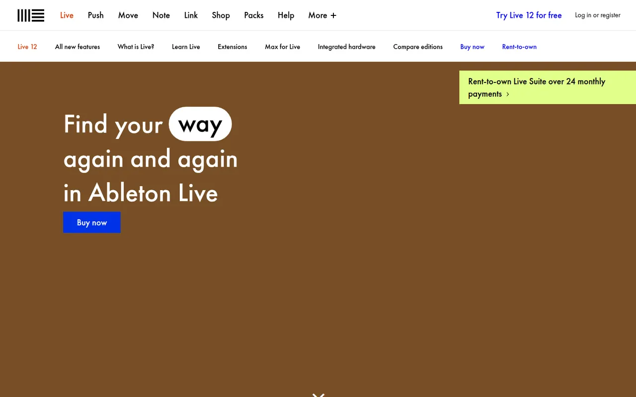 Ableton Live website screenshot