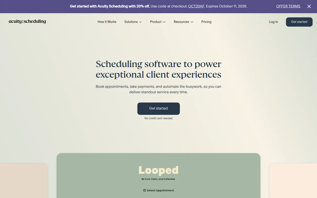 Acuity Scheduling website screenshot