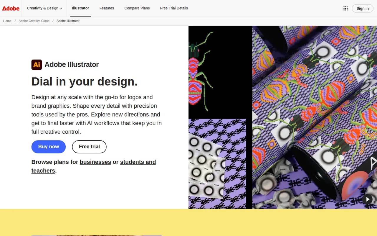 Adobe Illustrator website screenshot
