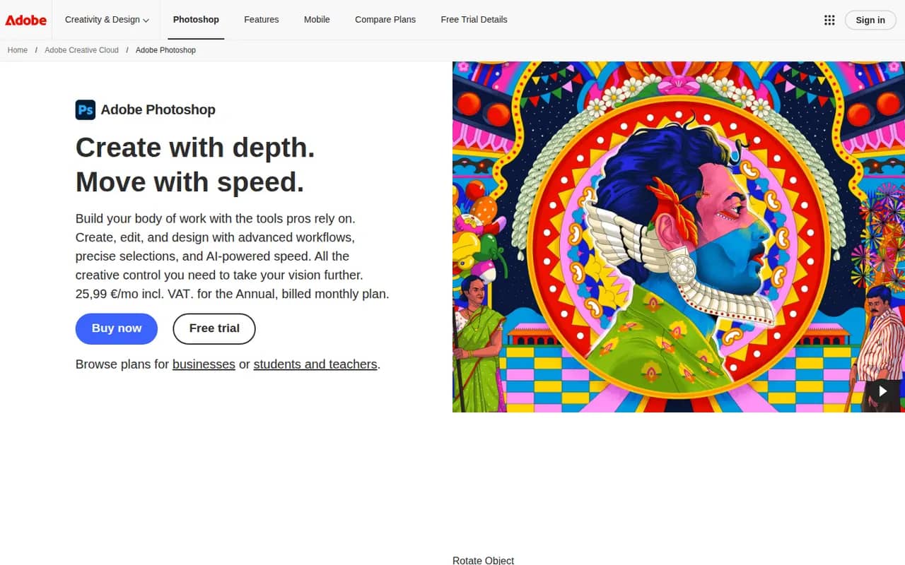 Adobe Photoshop website screenshot