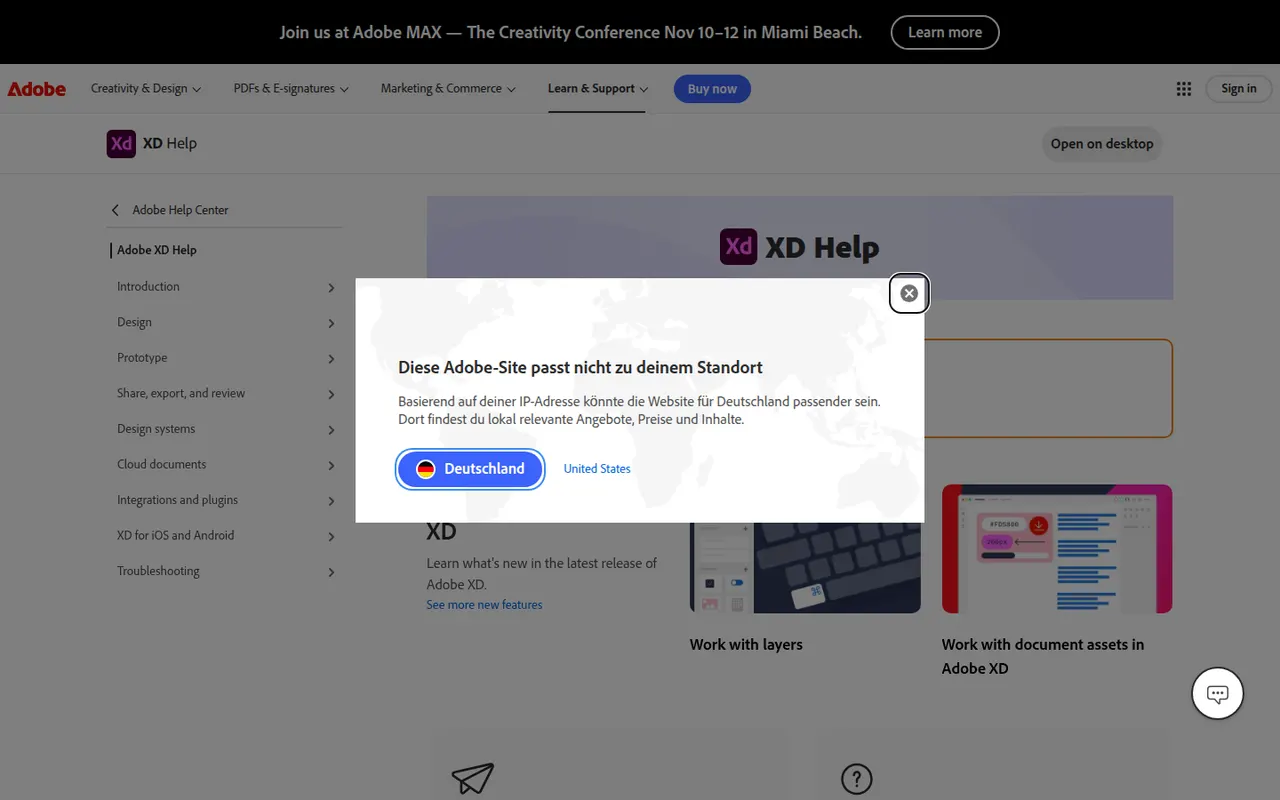 Adobe XD website screenshot