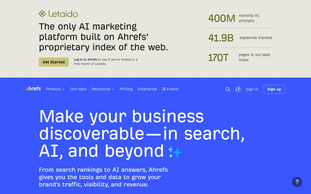 Ahrefs website screenshot