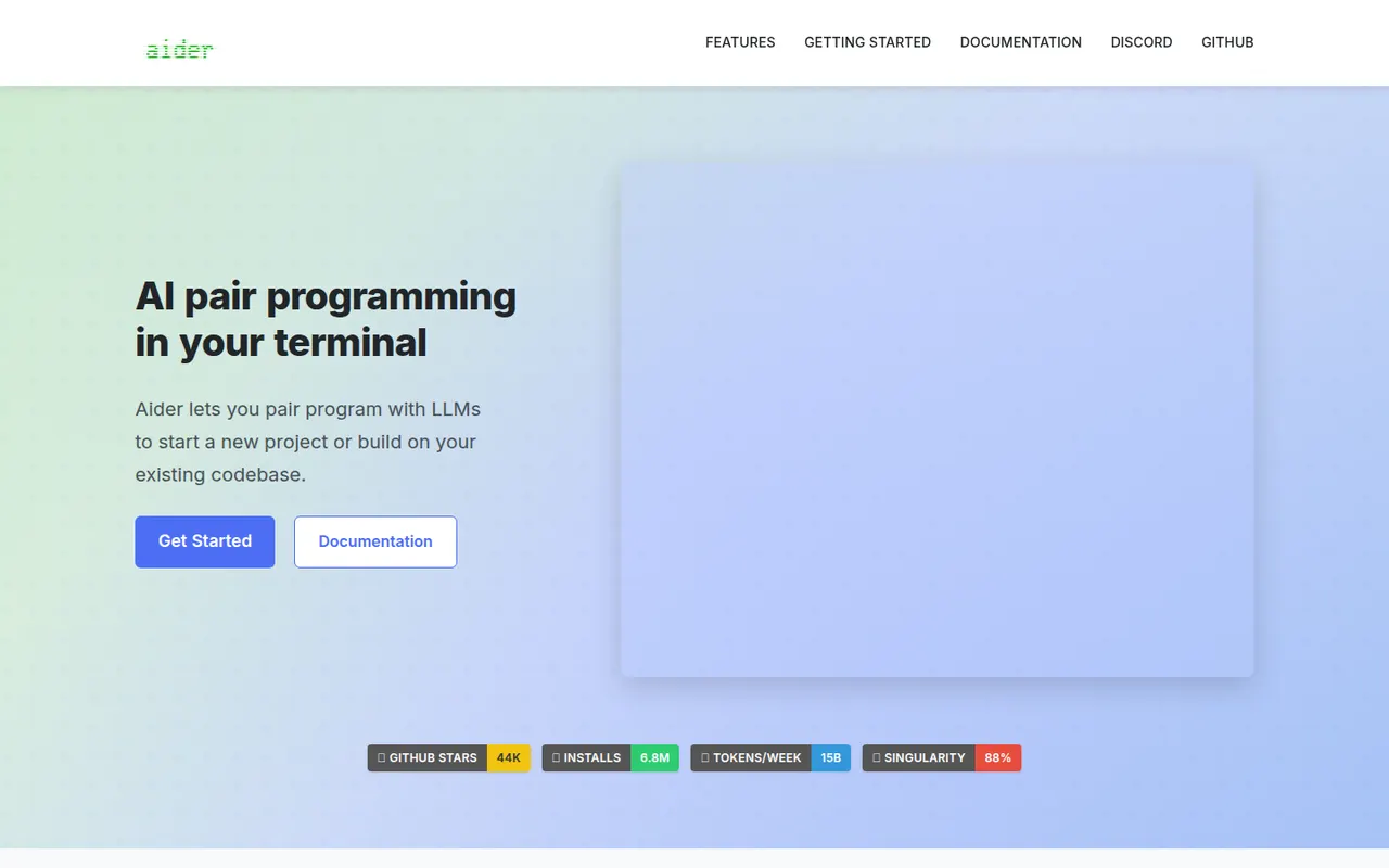 Aider website screenshot