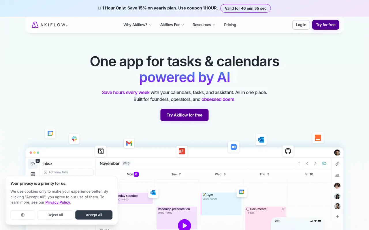 Akiflow website screenshot