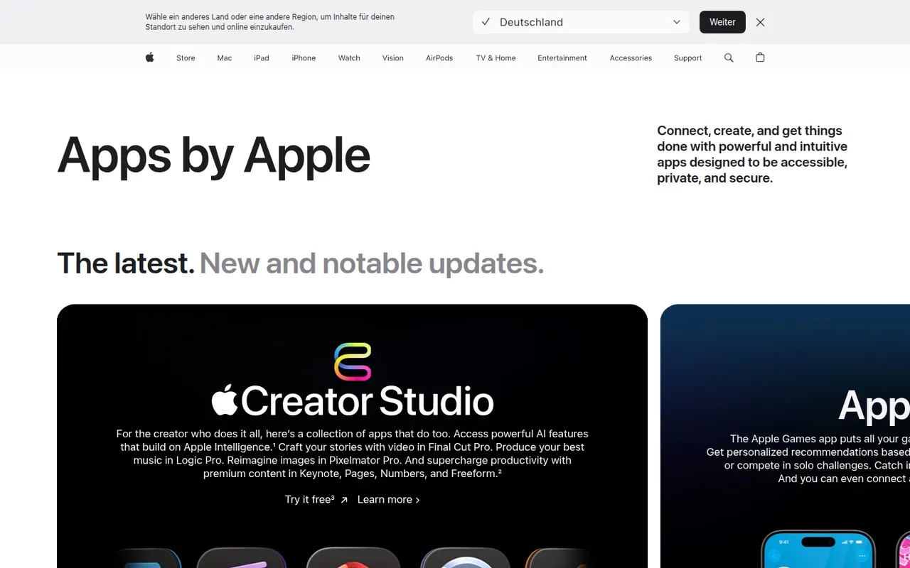 Apple iWork website screenshot