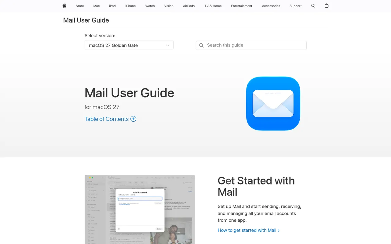 Apple Mail website screenshot