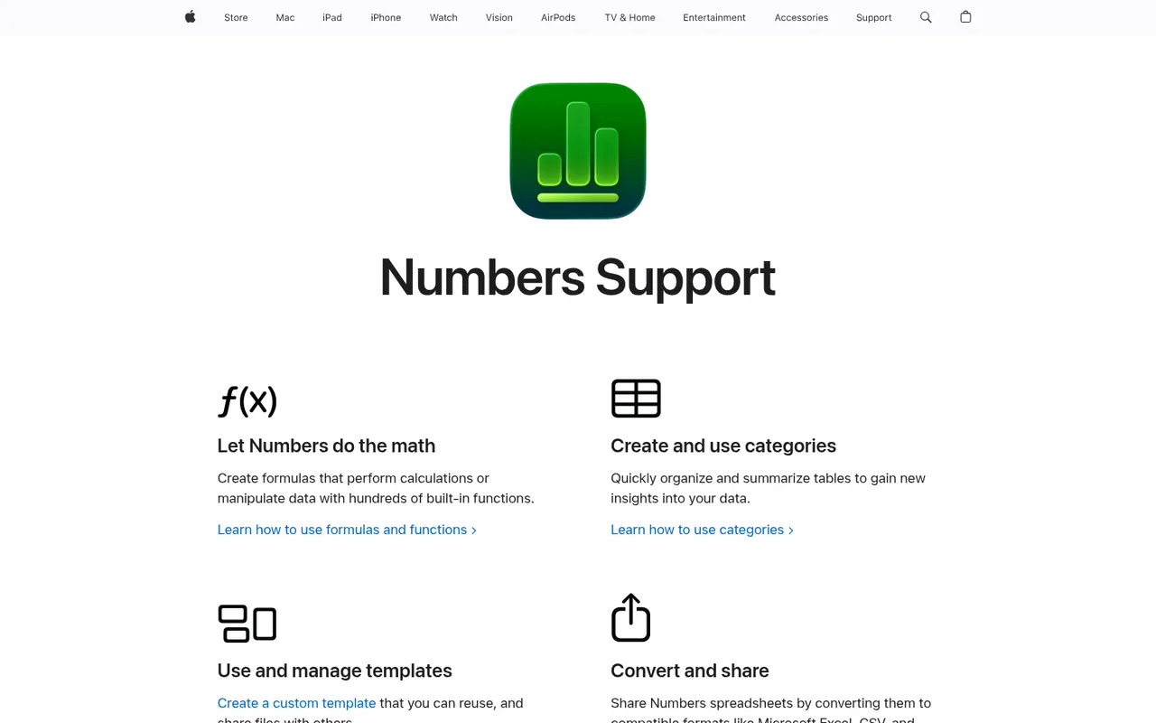 Numbers website screenshot