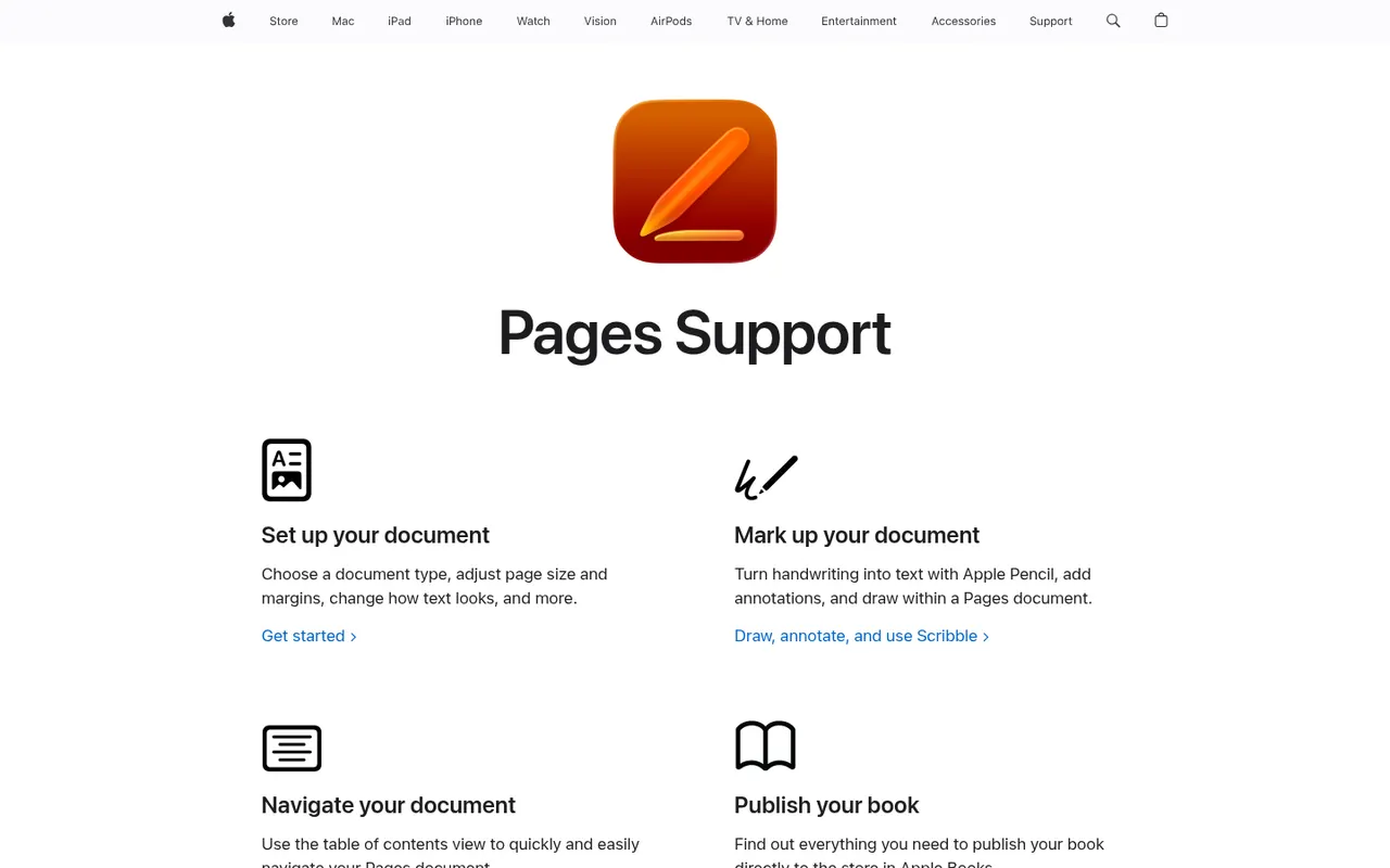 Pages website screenshot