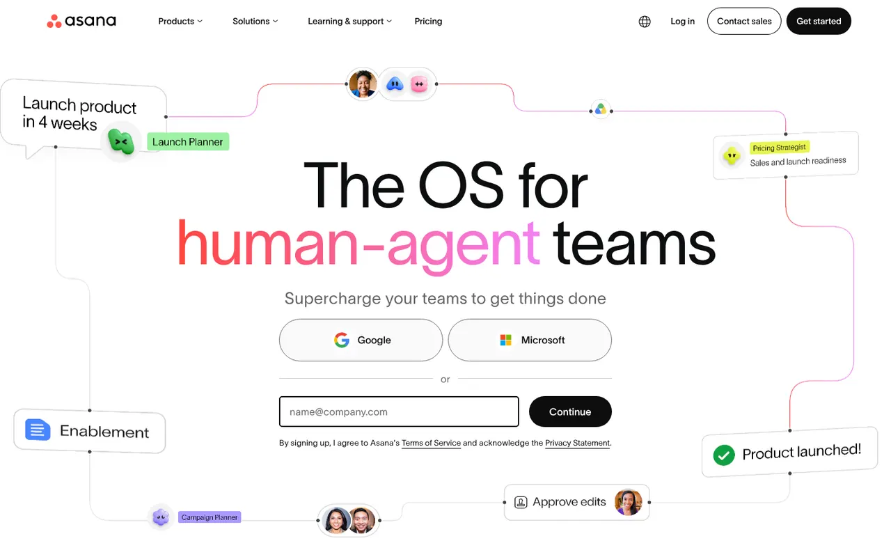 Asana website screenshot