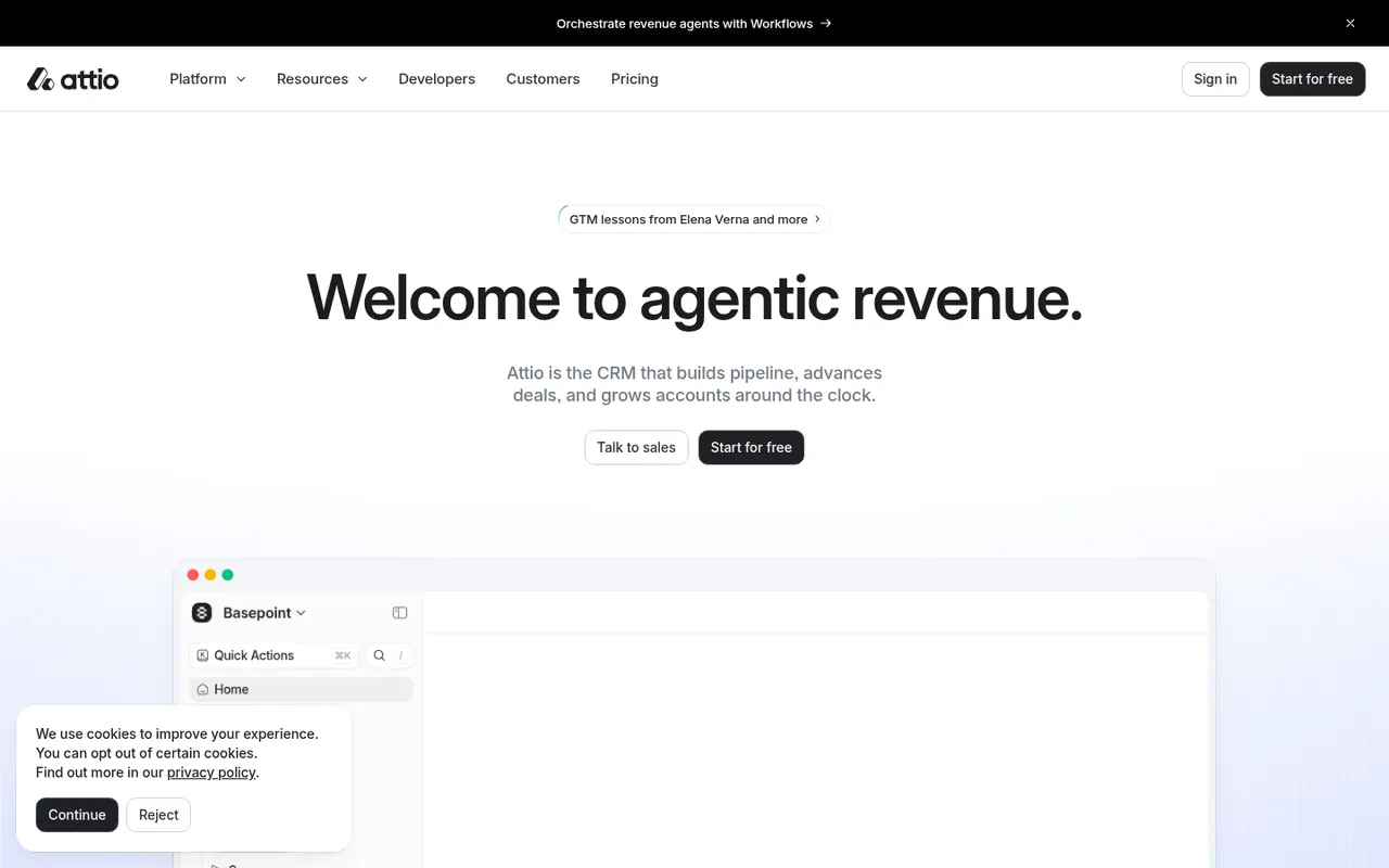 Attio website screenshot
