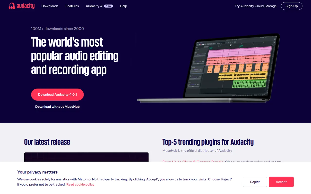 Audacity website screenshot