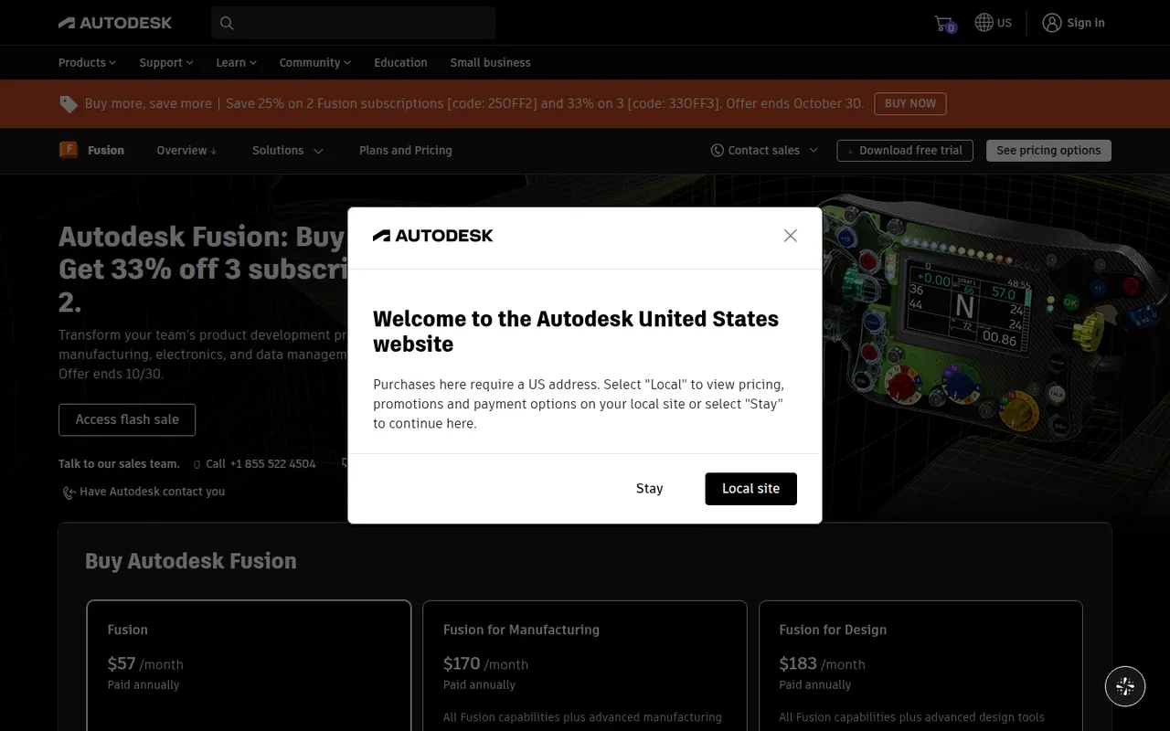 Autodesk Fusion website screenshot