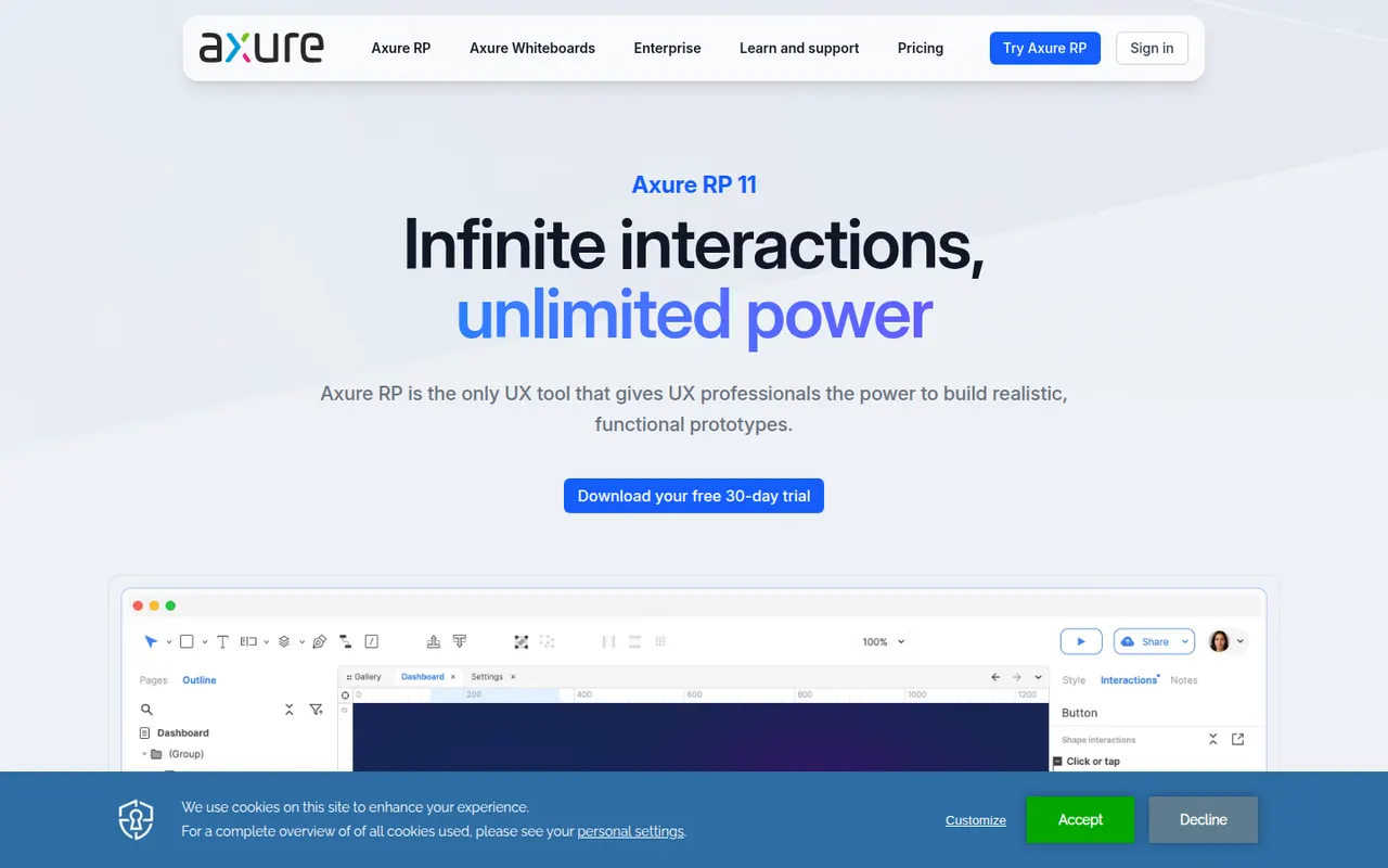 Axure RP website screenshot