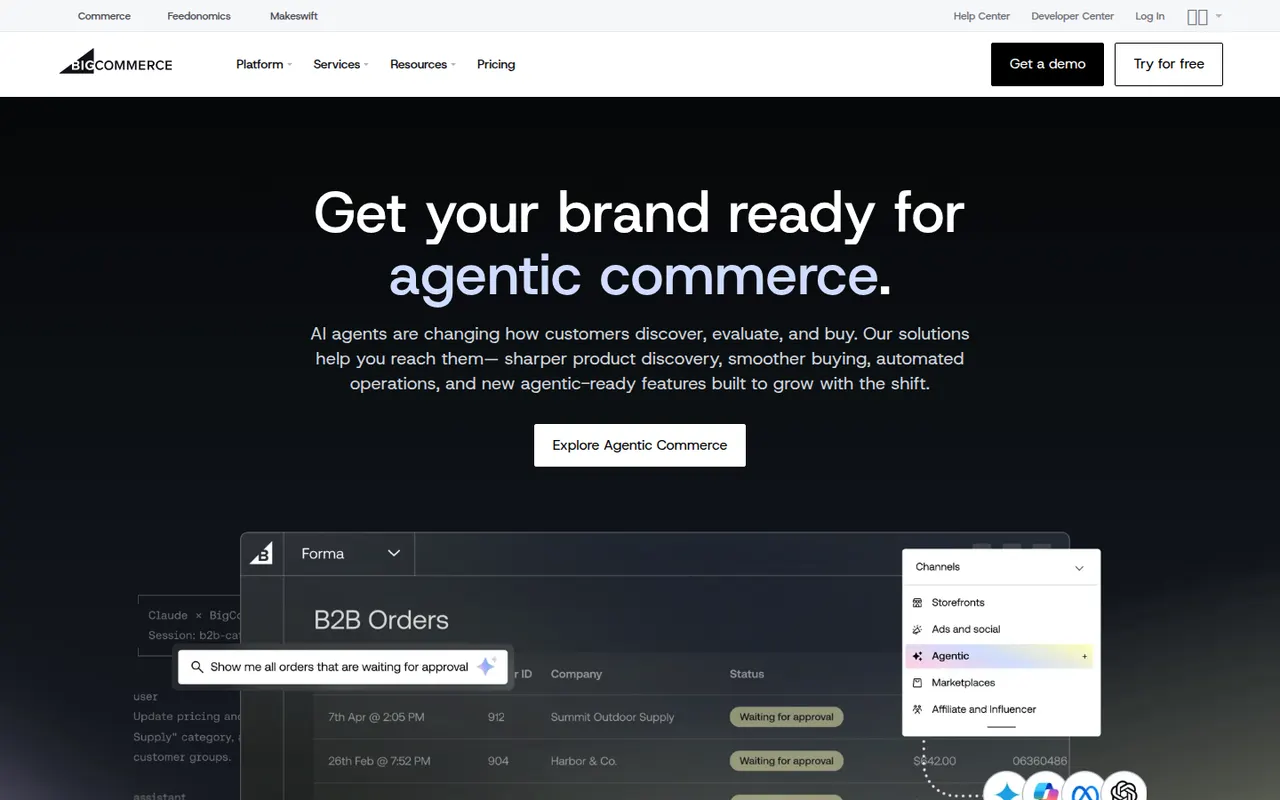 BigCommerce website screenshot