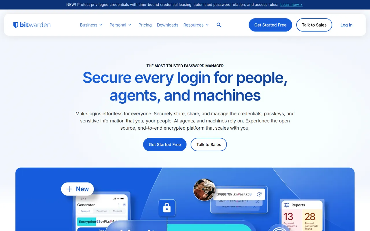 Bitwarden website screenshot