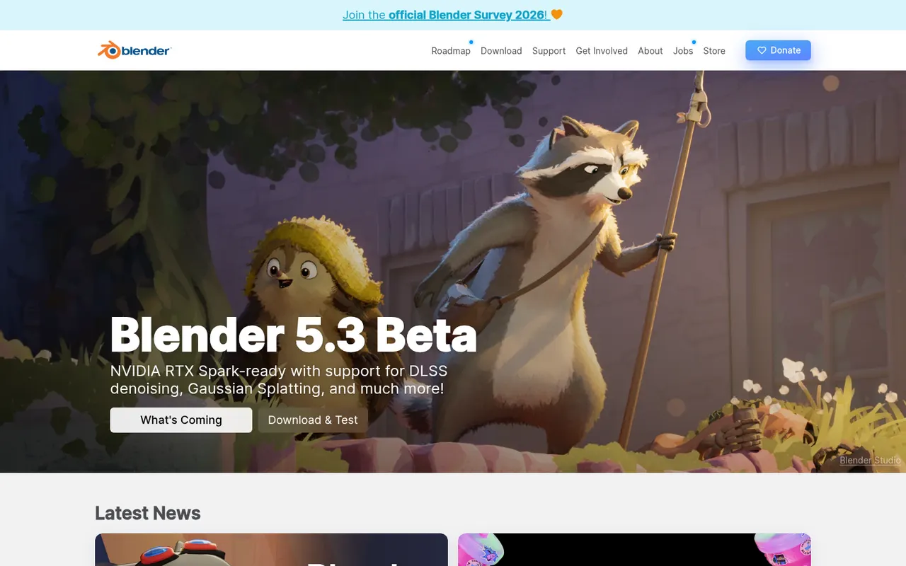 Blender website screenshot