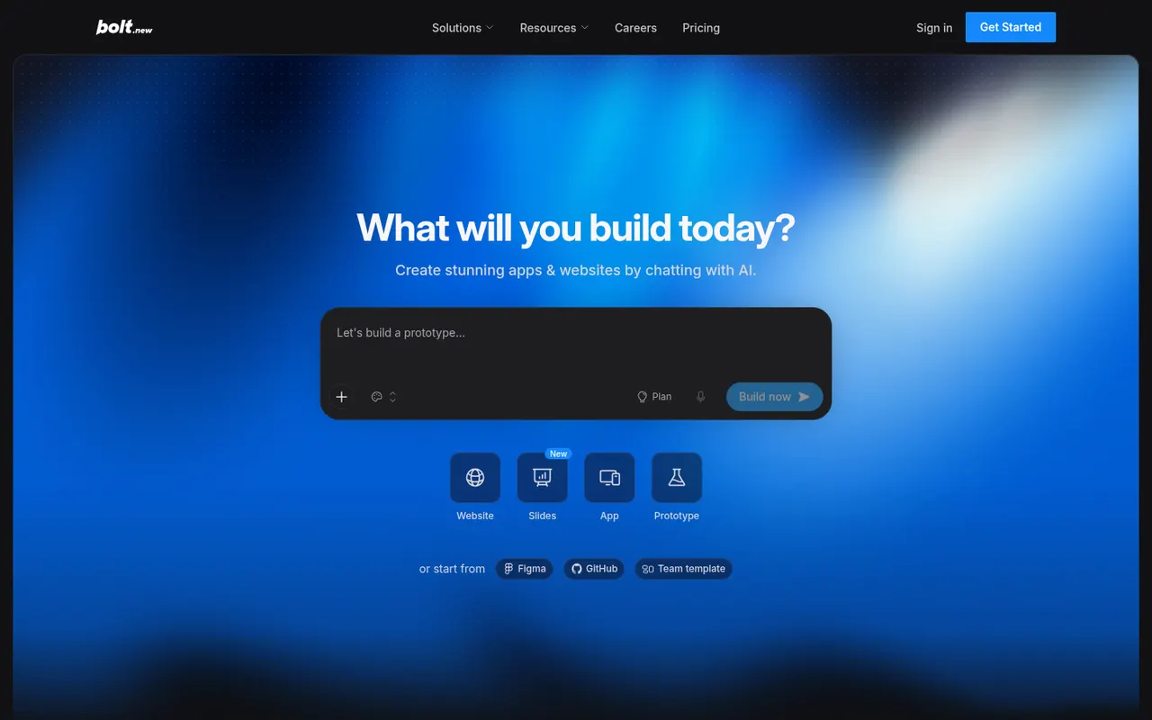 Bolt.new website screenshot