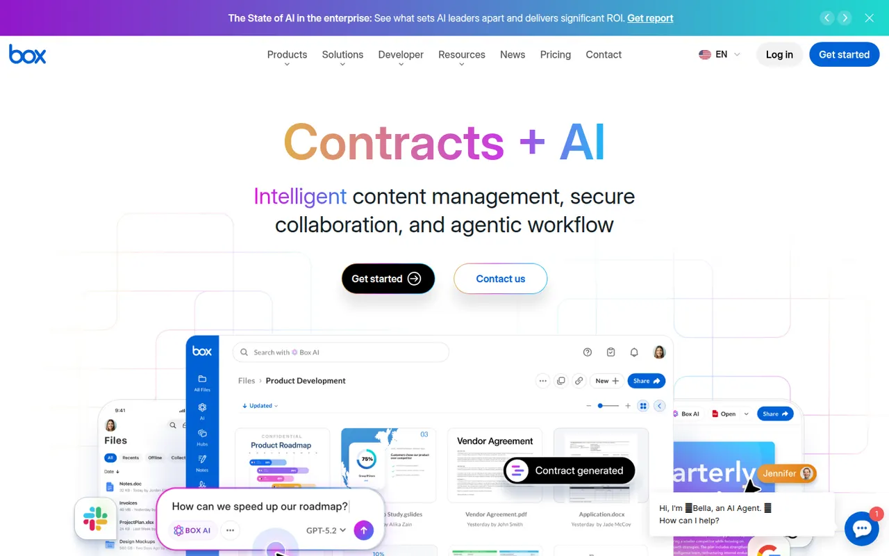 Box website screenshot