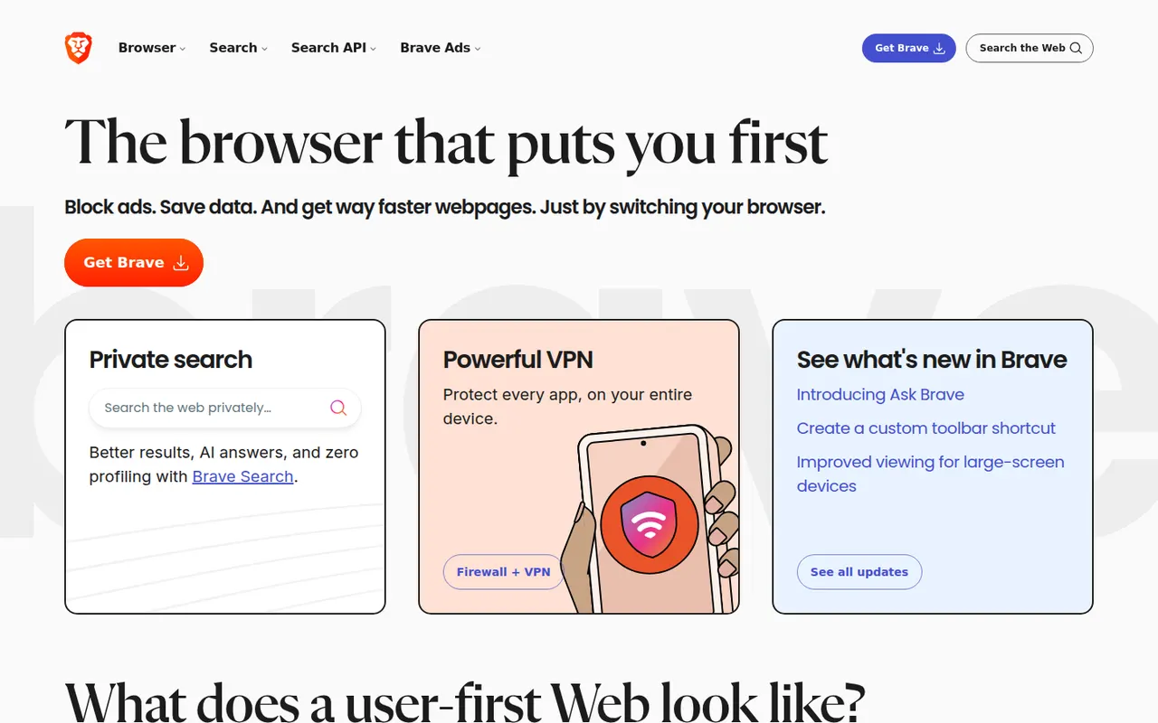 Brave website screenshot
