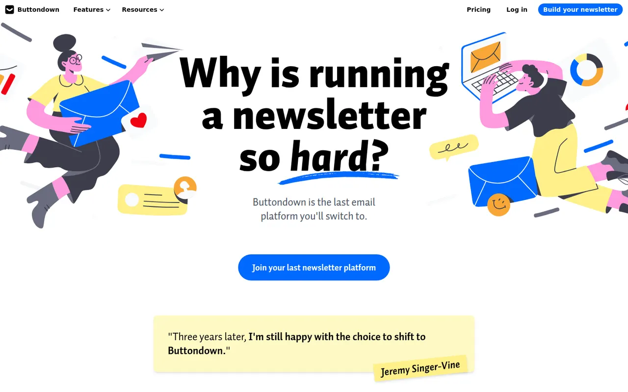 Buttondown website screenshot