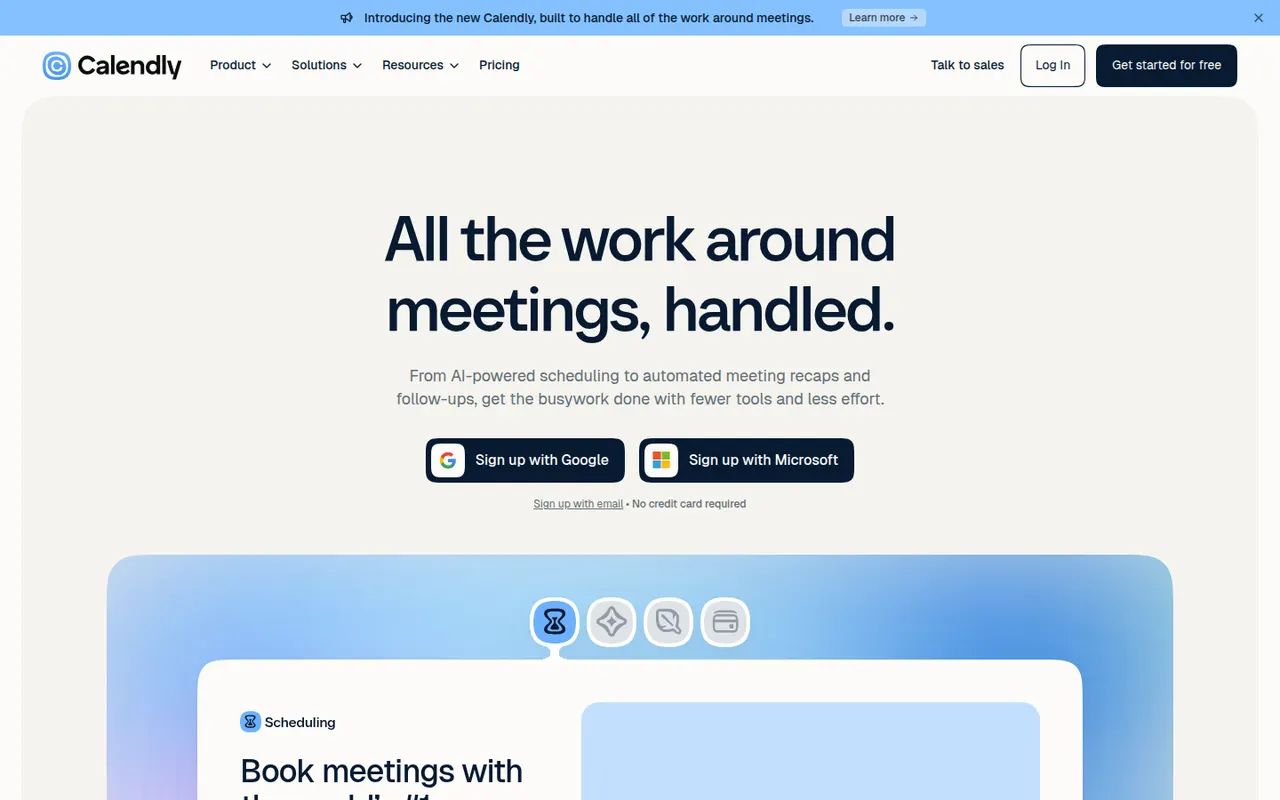 Calendly website screenshot