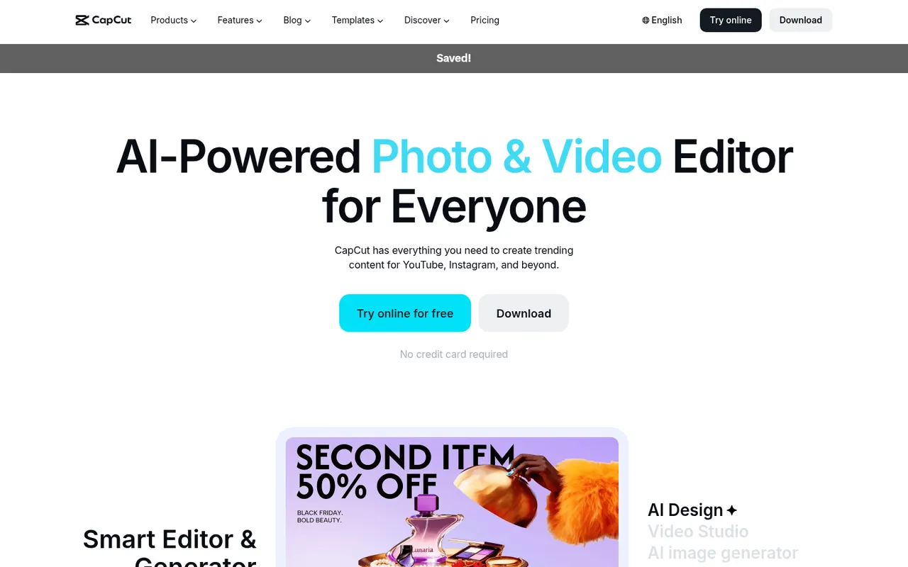 CapCut website screenshot