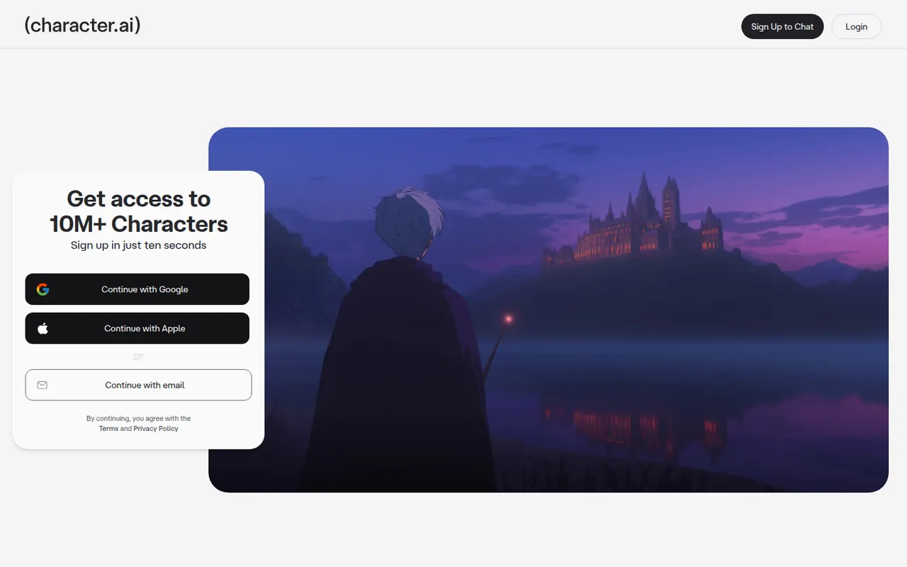 Character.AI website screenshot