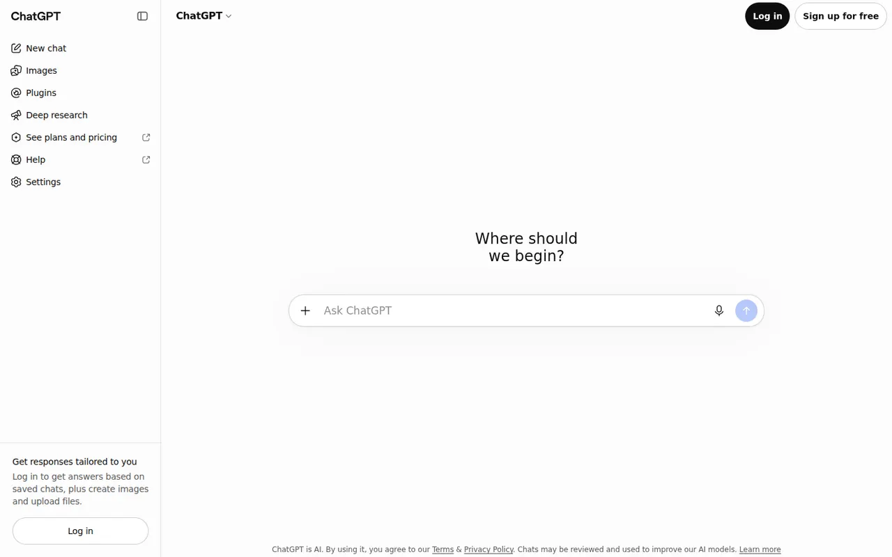 ChatGPT website screenshot