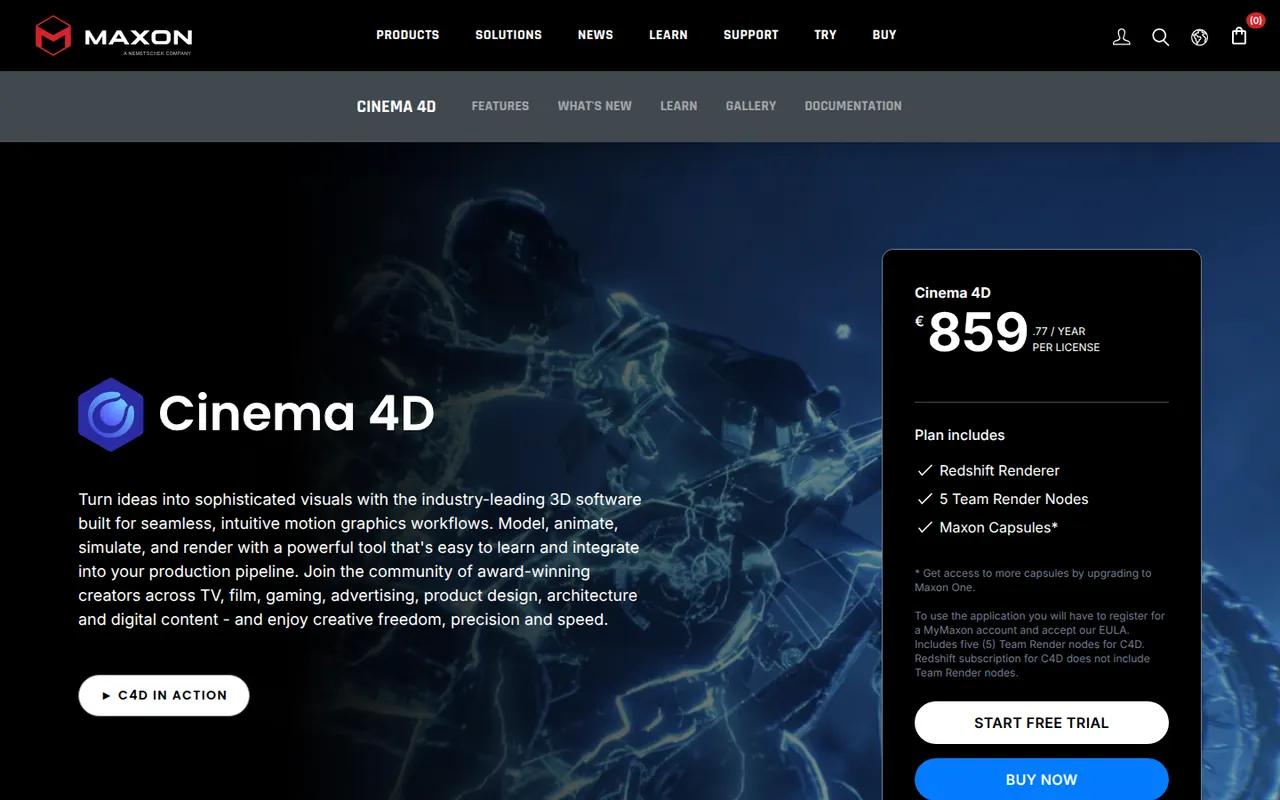 Cinema 4D website screenshot