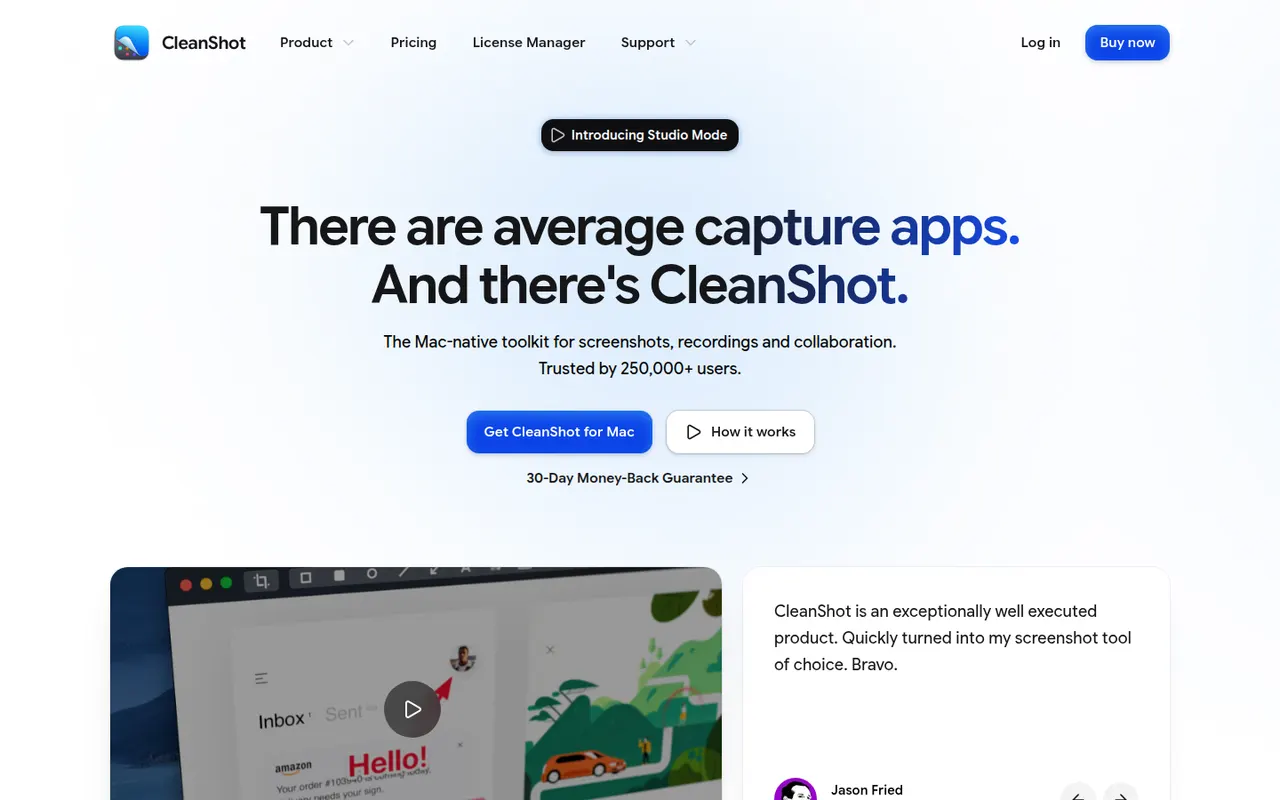 CleanShot X website screenshot