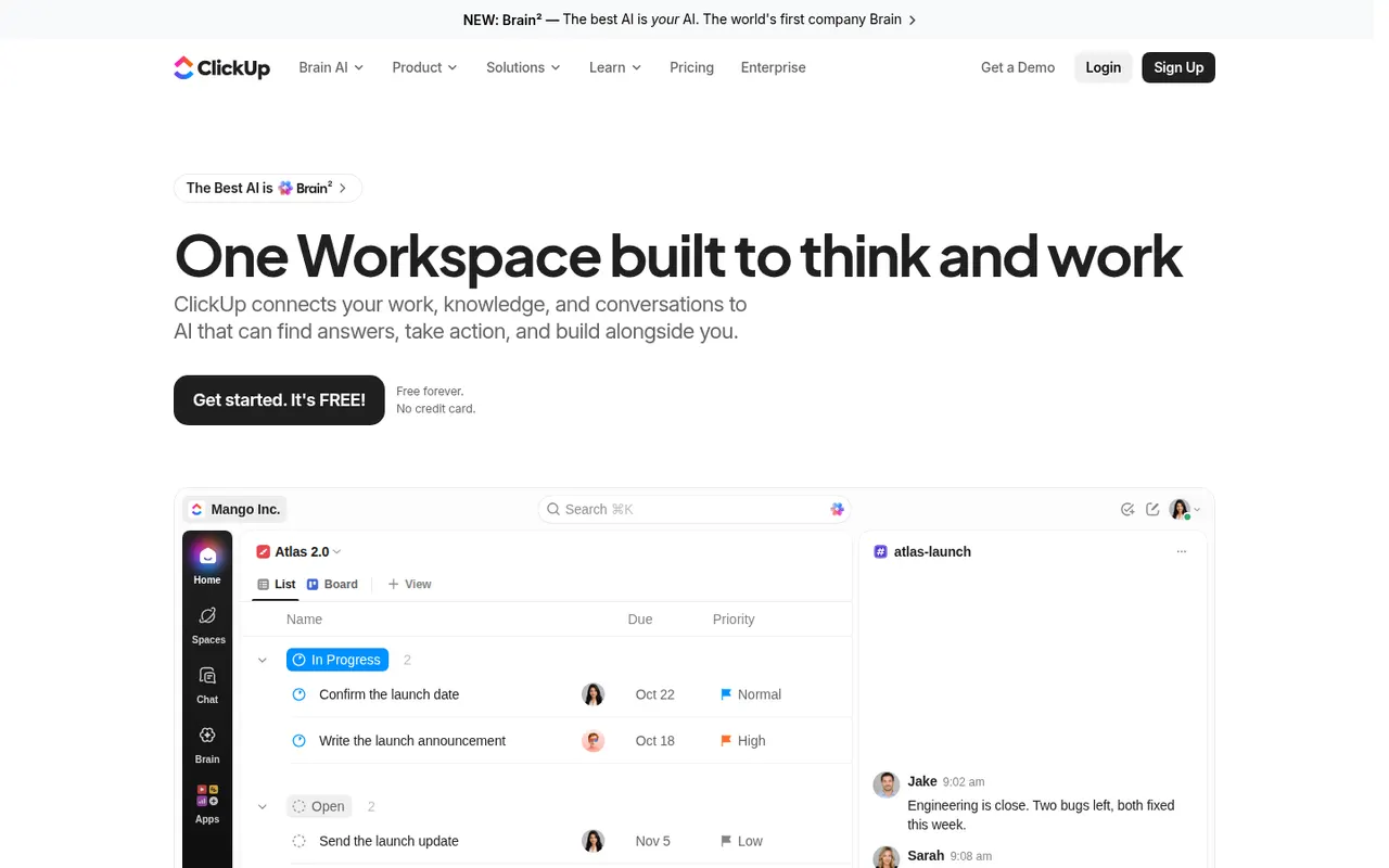 ClickUp website screenshot