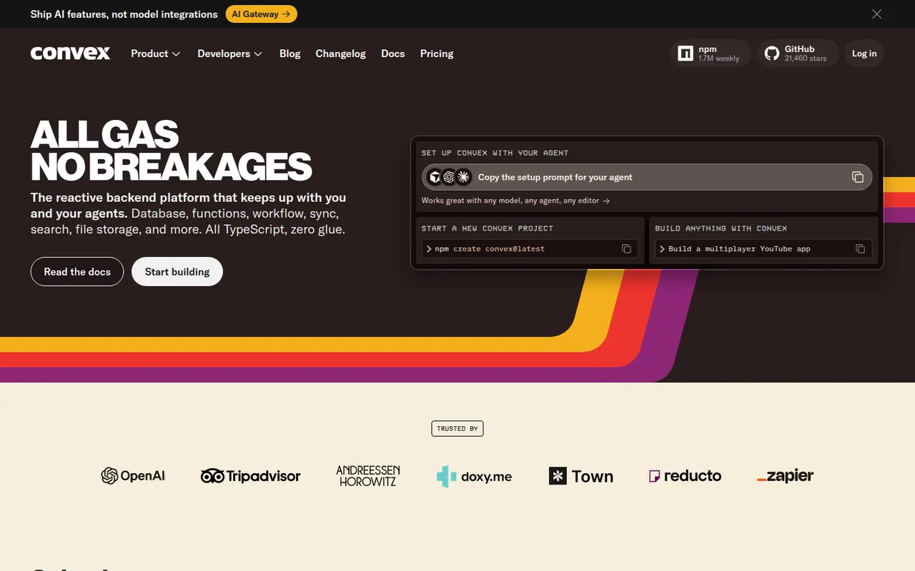 Convex website screenshot