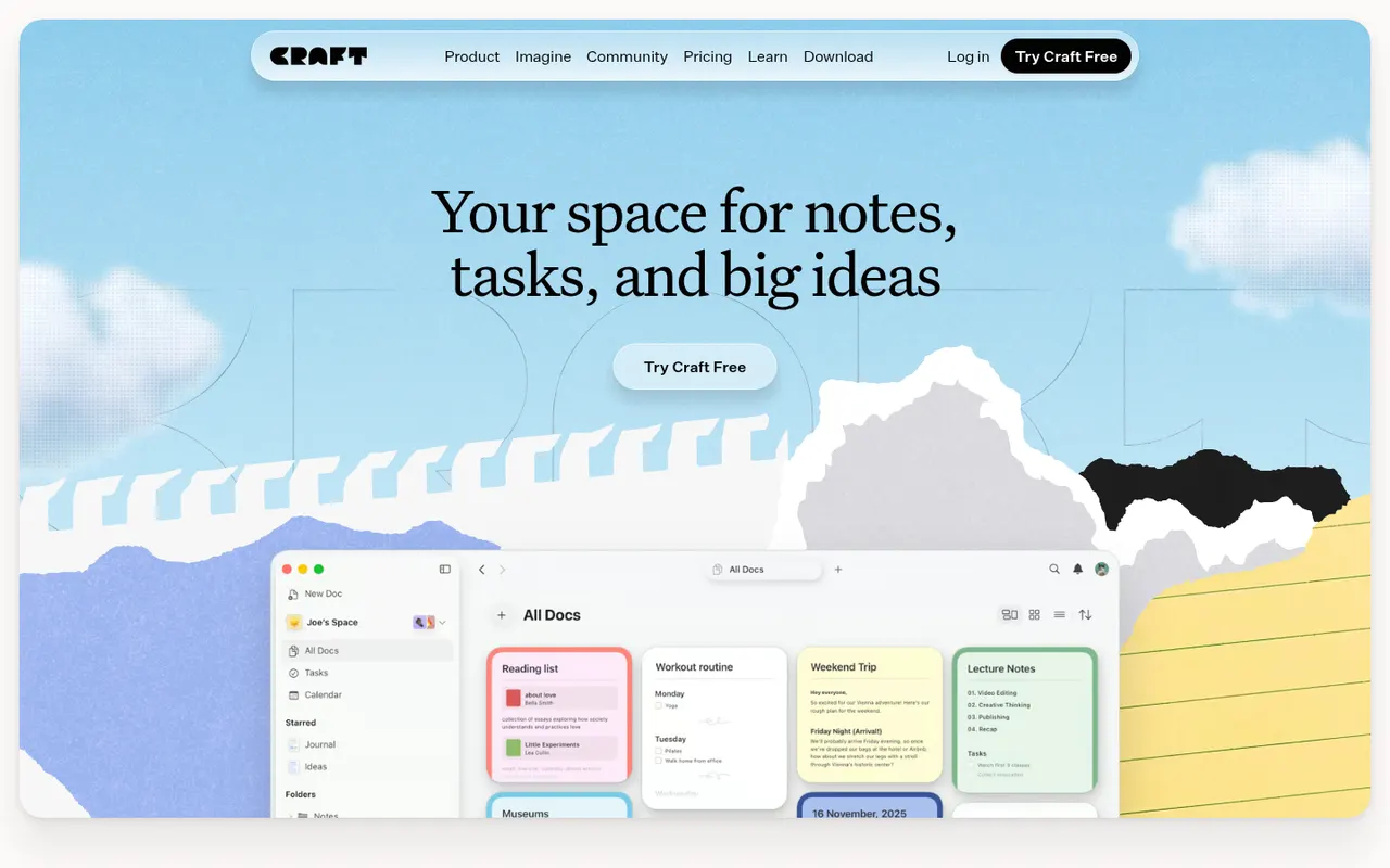 Craft website screenshot
