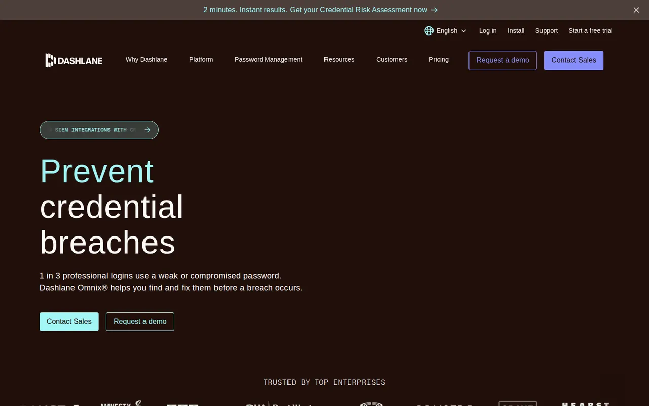 Capture d’écran du site de Dashlane