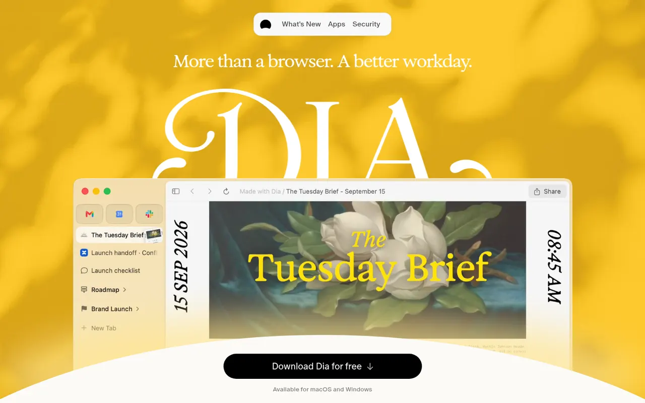 Dia website screenshot