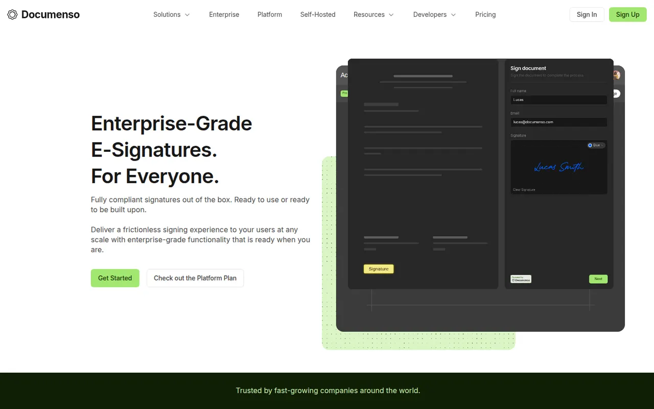 Documenso website screenshot