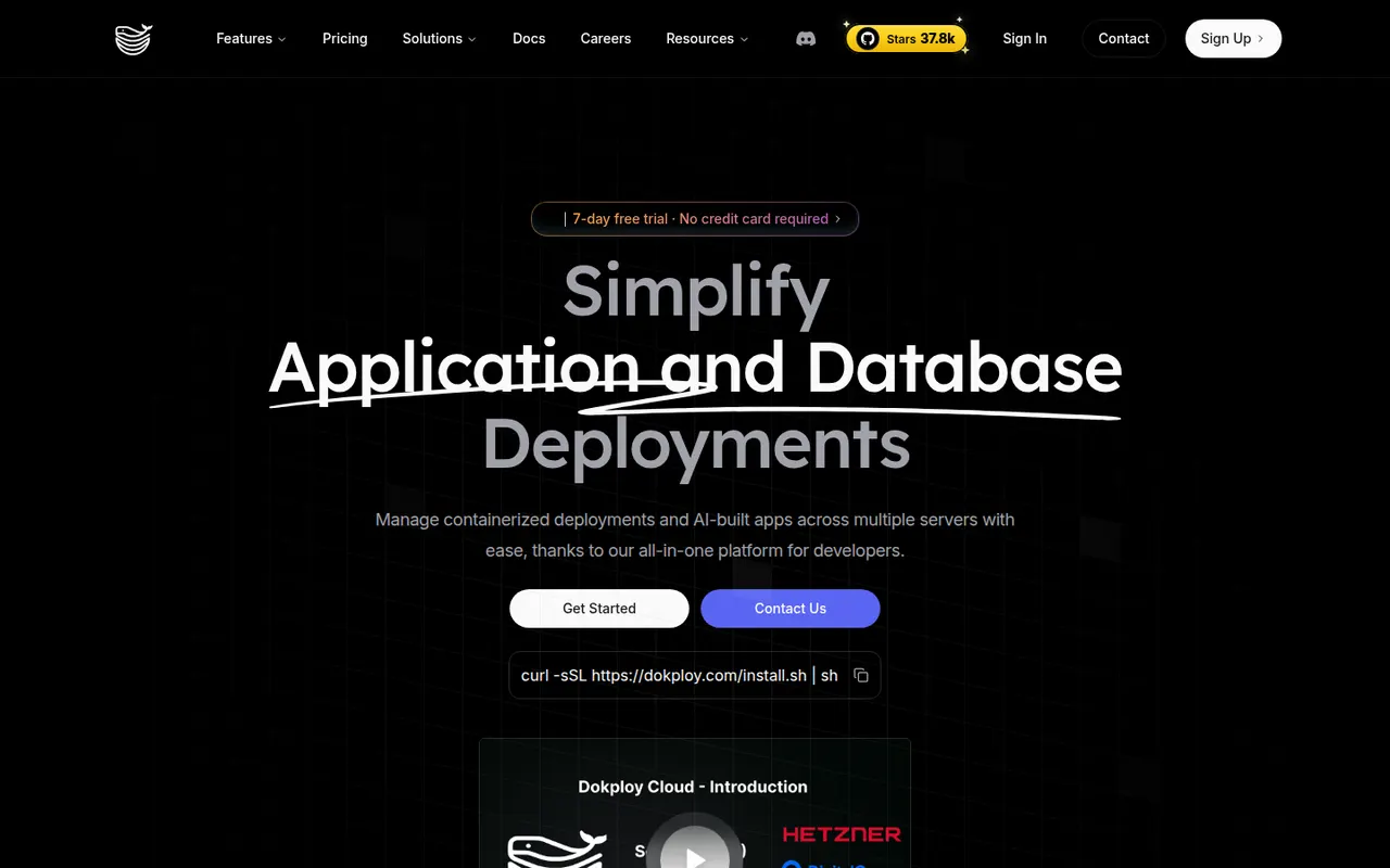 Dokploy website screenshot