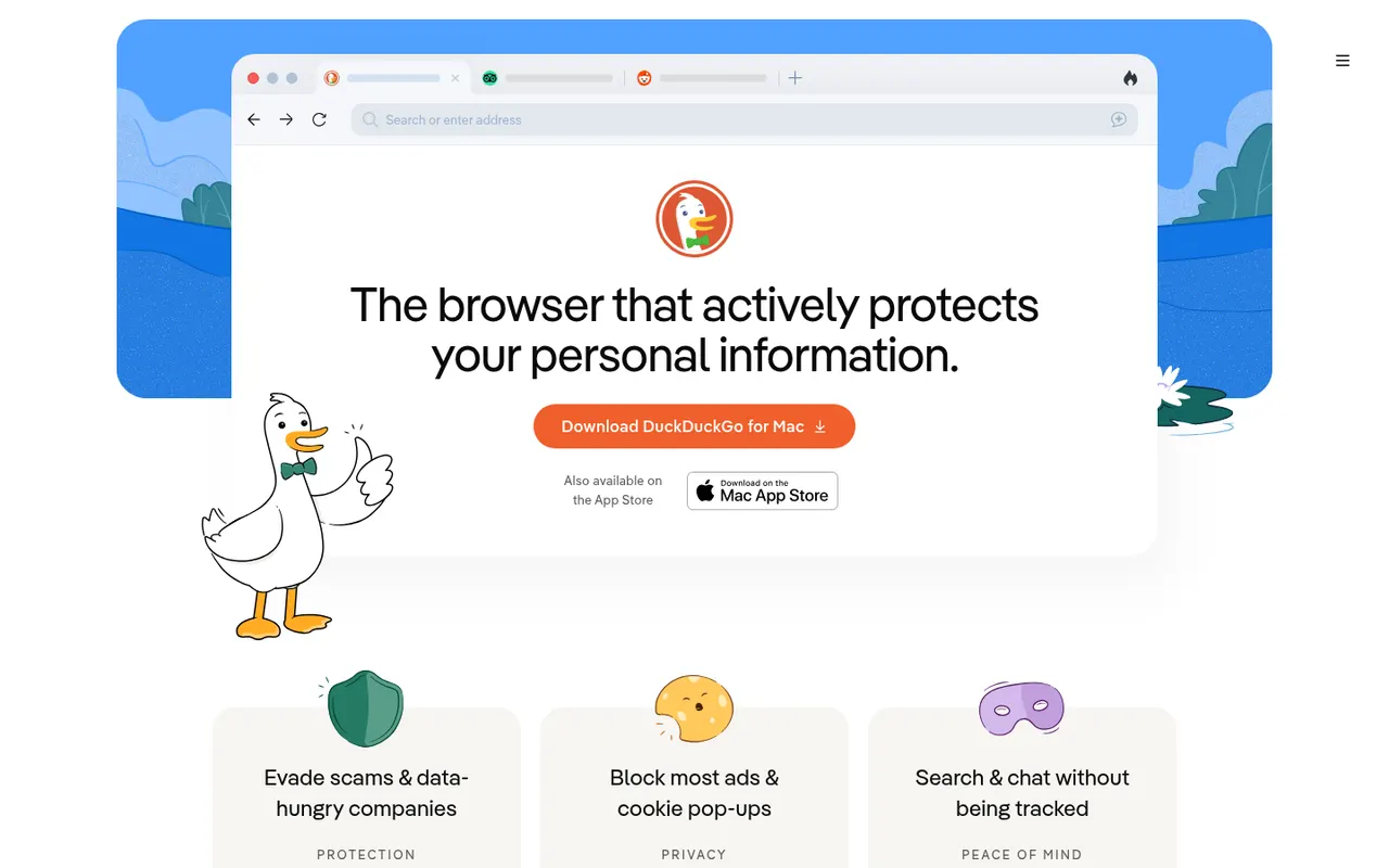 DuckDuckGo Browser website screenshot