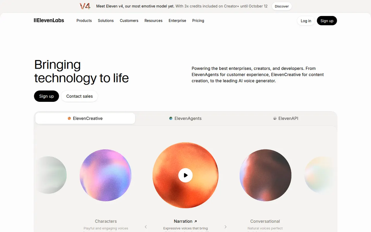 ElevenLabs website screenshot