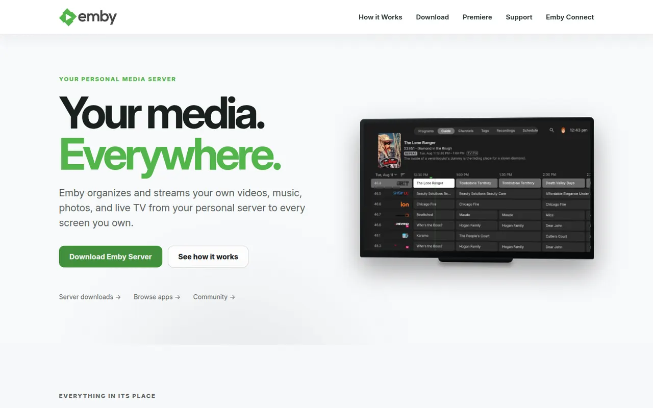 Emby website screenshot