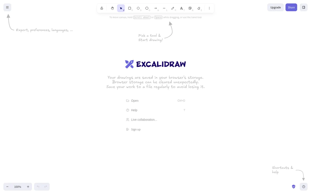 Excalidraw website screenshot