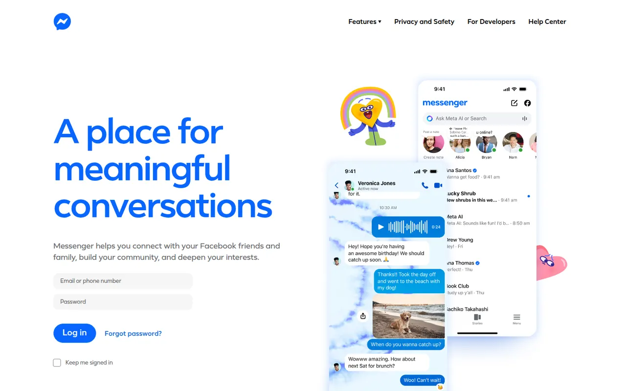 Messenger website screenshot