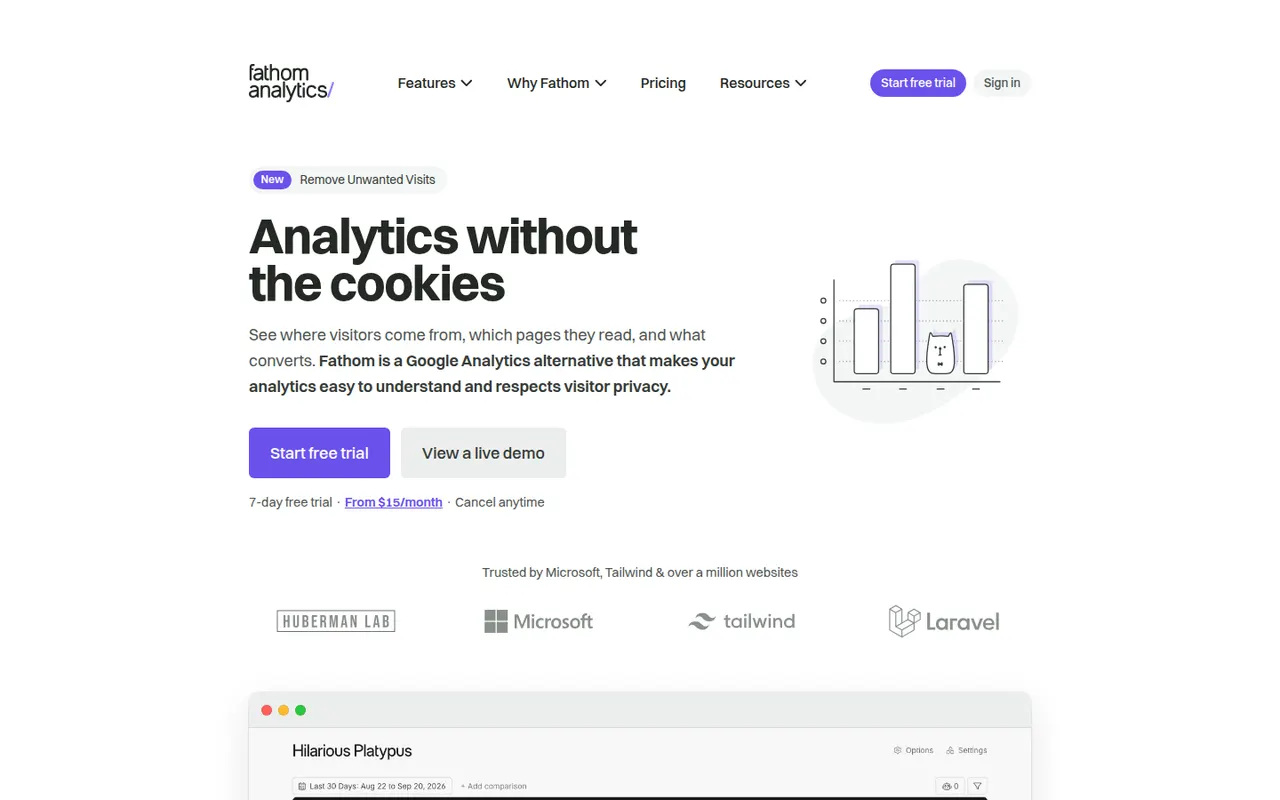 Fathom Analytics website screenshot