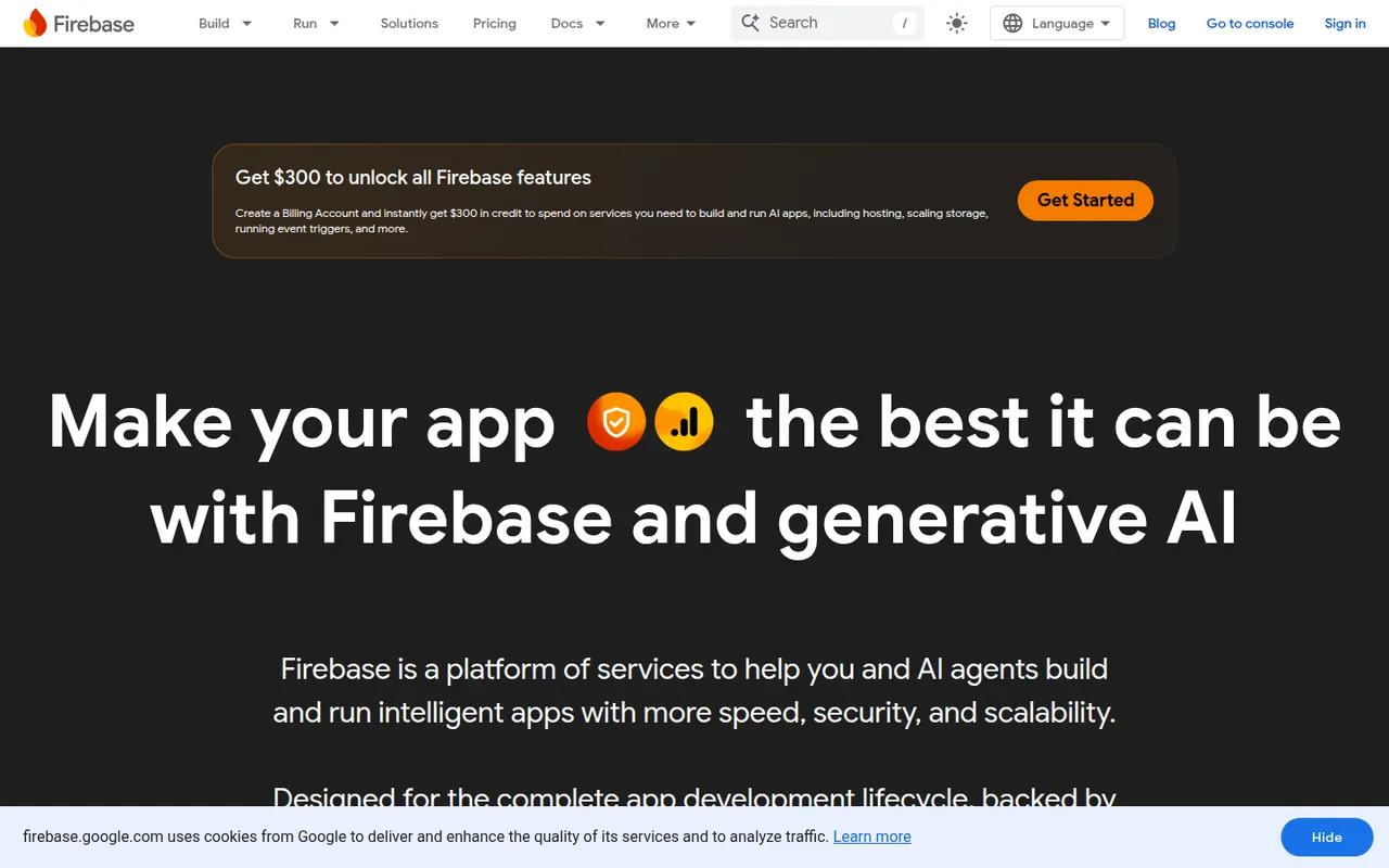 Firebase website screenshot