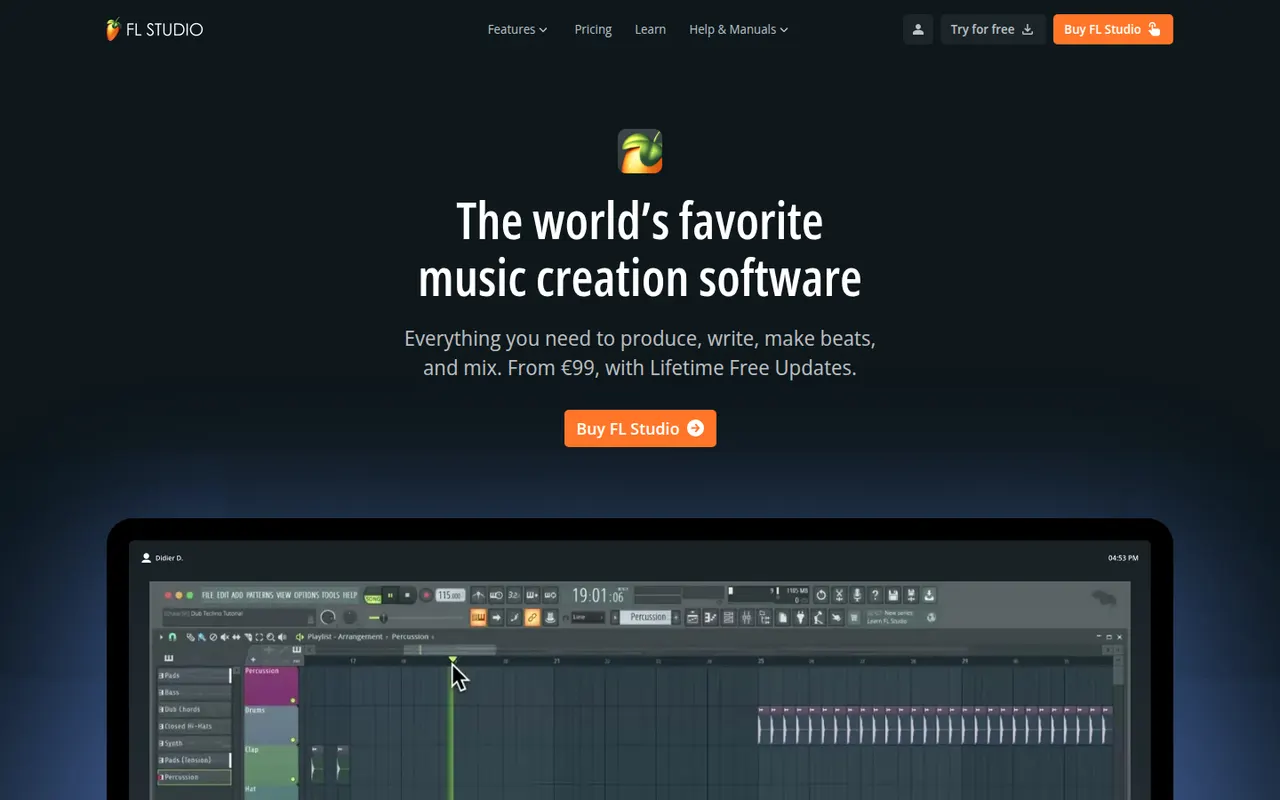 FL Studio website screenshot