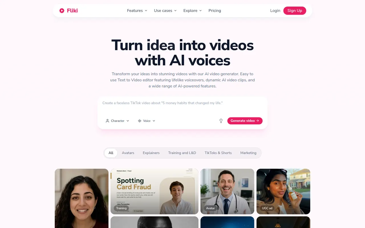 Fliki website screenshot