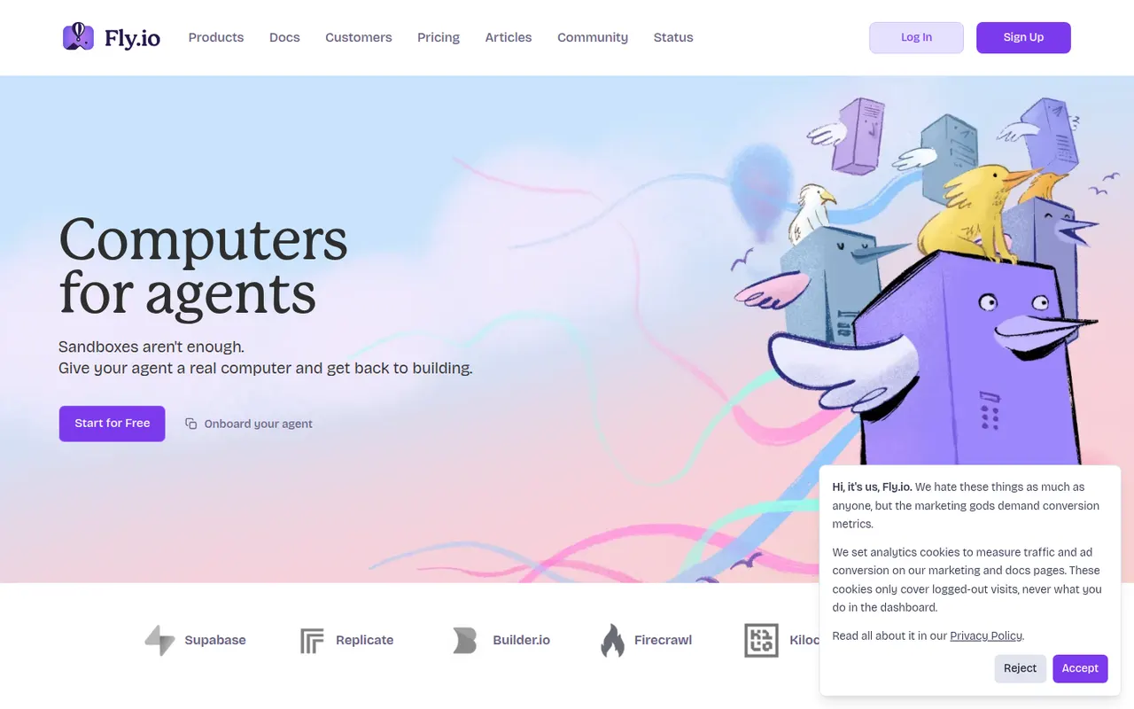 Fly.io website screenshot