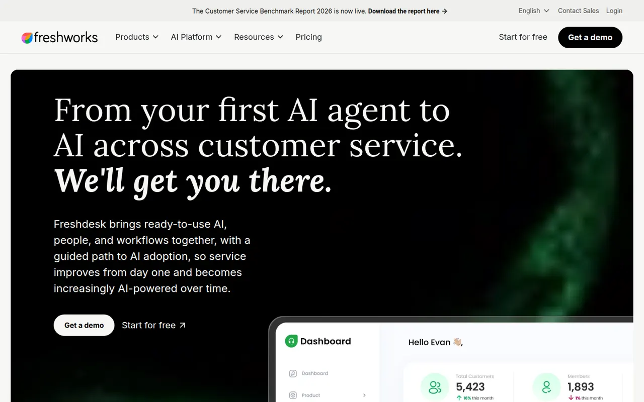 Freshdesk website screenshot