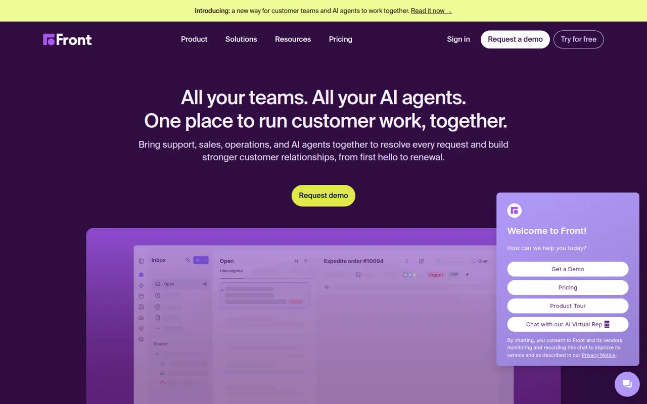 Front website screenshot