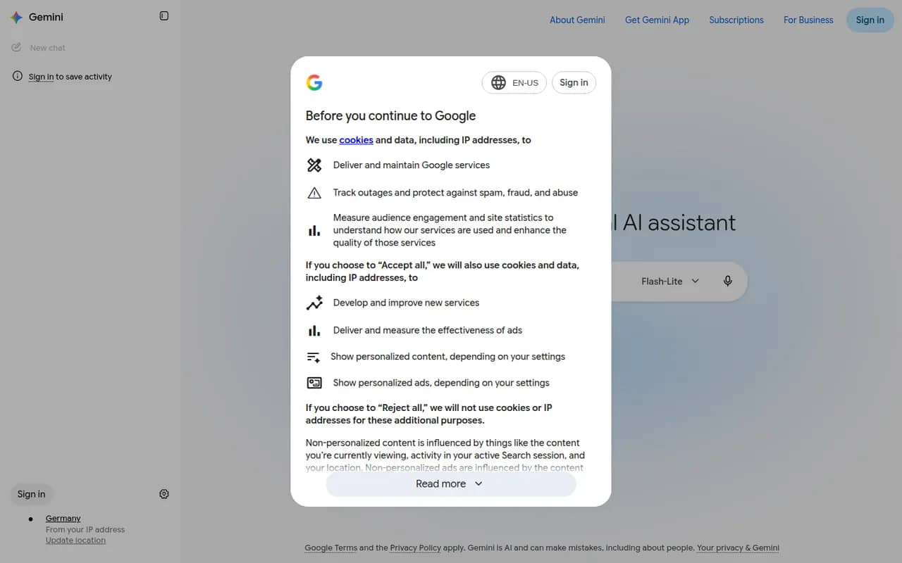Gemini website screenshot